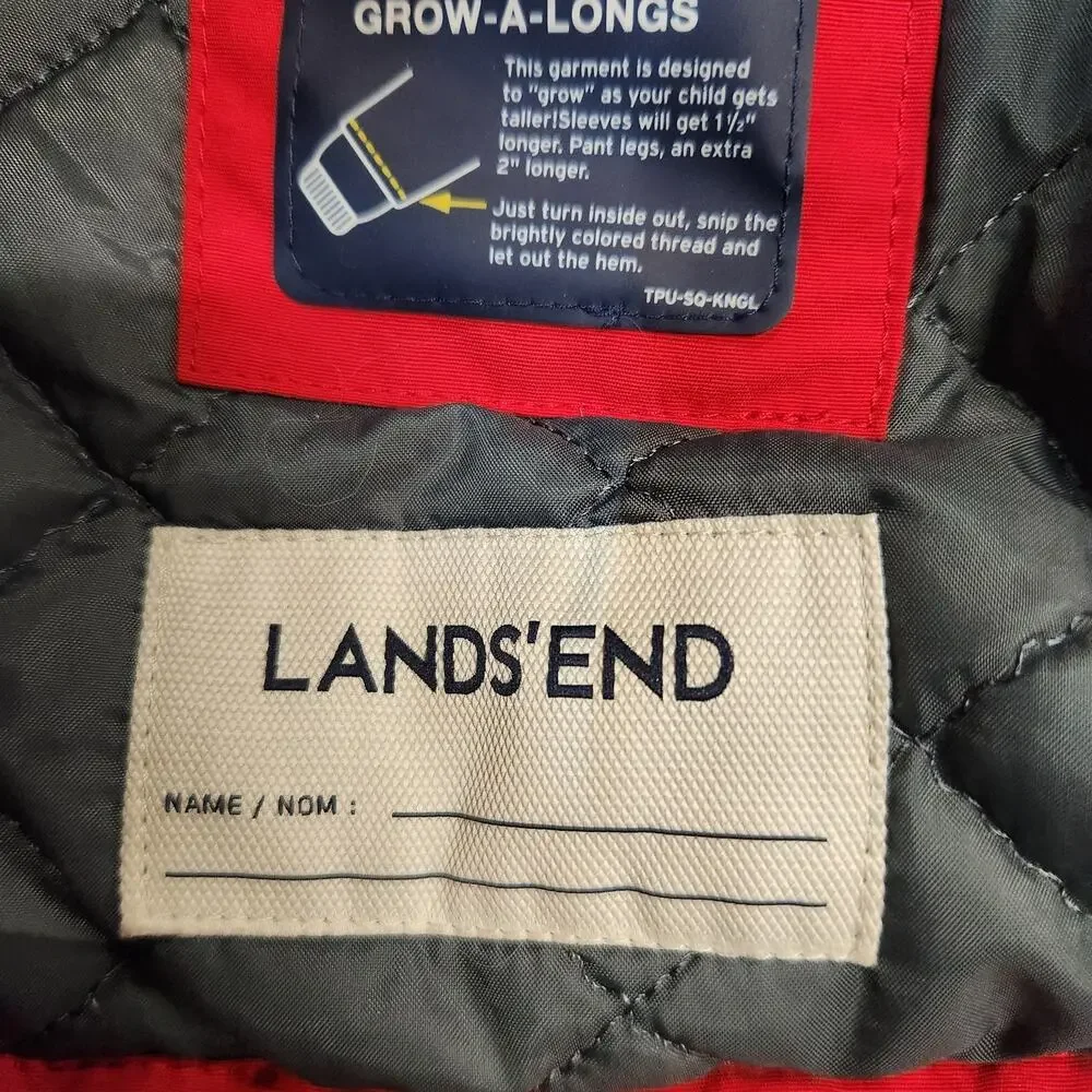 Lands' End Boys Youth Red Black Hooded Fleece Lined Coat Jacket Size XL 18-20